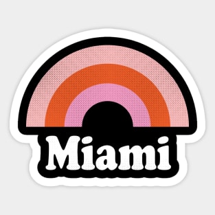 Miami, Florida - FL Retro Rainbow and Text Sticker